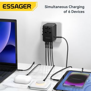 Essager 2023 Travel New Product Phone Accessories Quick Charging 3 USB-C 2 USB-A