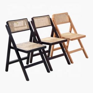 NO Folded Modern Solid Wood Chair with Rattan Dining Folding Rattan Chair in