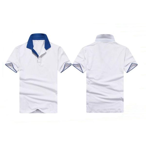 Mens Business Polo Shirts Anti - Shrink Plain Color With 3 Plastic Buttons