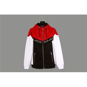Sports Color Matching Mens Zip Front Hoodie 100% Polyester