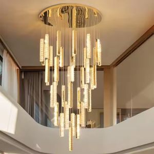 China 3000K-6500K Color Temperature Crystal Chandelier LED Ring for Modern Hotel Lobby Staircase Villa on sale