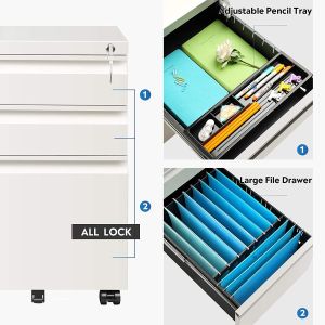 3 Drawer Steel Mobile Pedestal With WT Locking System