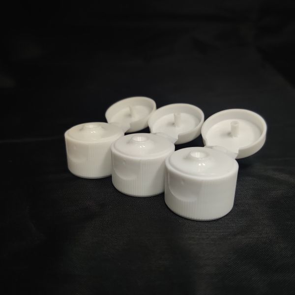 White Ribbed Wall 20mm Disc Top Cap For Hand Sanitizer Bottle
