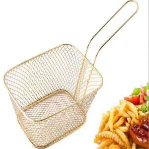 SS Kitchen Mesh Basket , Food Strainer Basket For Air Fryer Fast Food Serving