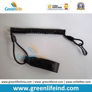 Wire Core Elastic Lanyard Secure Pistol Dropping W/Black Belt Velcro