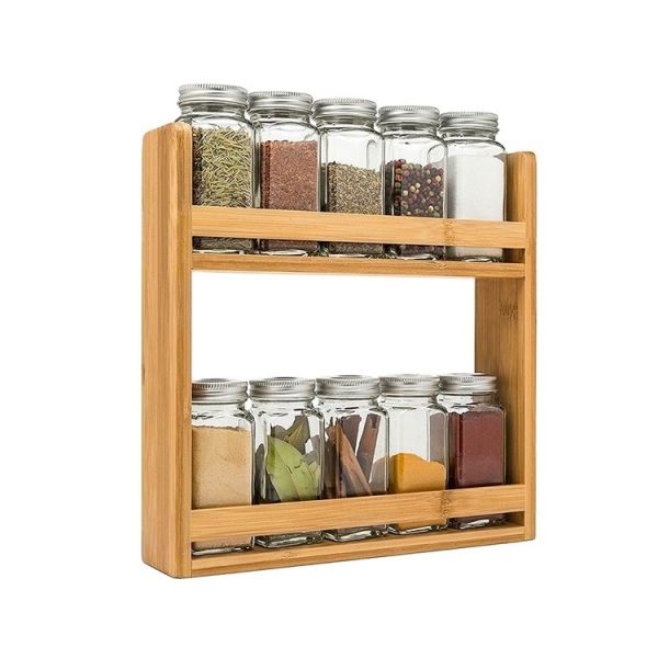 28x28x8cm Bamboo Spice Holder Tray for In-drawer Kitchen Cabinet 3-tier
