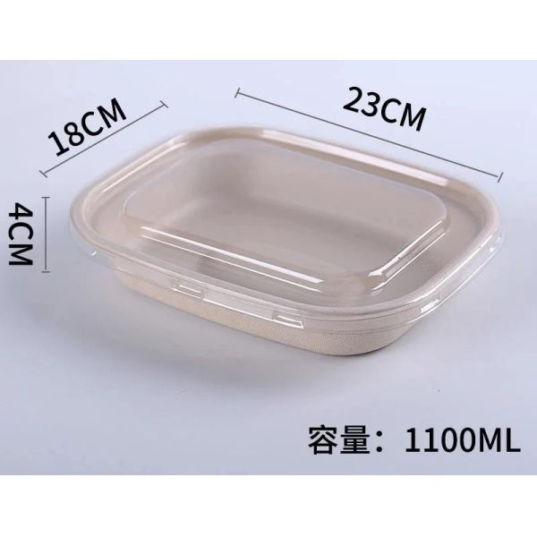 Eco Friendly Biodegradable Sugarcane Fiber Packaging 1100ml Custom Logo