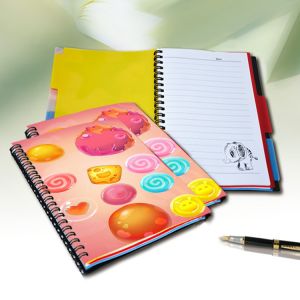Flip A4 , A5 , A6 Size 3D Lenticular Notebook Cover For Wrinting