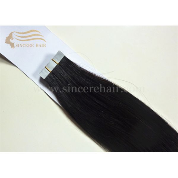 Quality 20" Black Double Drawn Tape In Hair Extensions for sale, 20 Inch DD Doulble Sided Glue Tape Hair Extensions On Sale wholesale