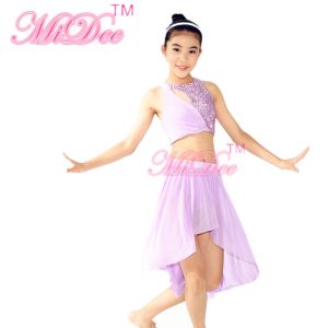 Soft Mesh High-Low Skirt Antisymmestic Sequin & Pleated Top Back Straps Crossing