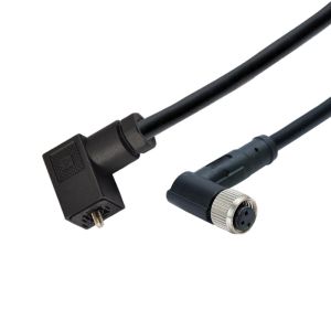 LED Solenoid Valve Type C To M12 Waterproof 3pins 90 Degree Molded Female