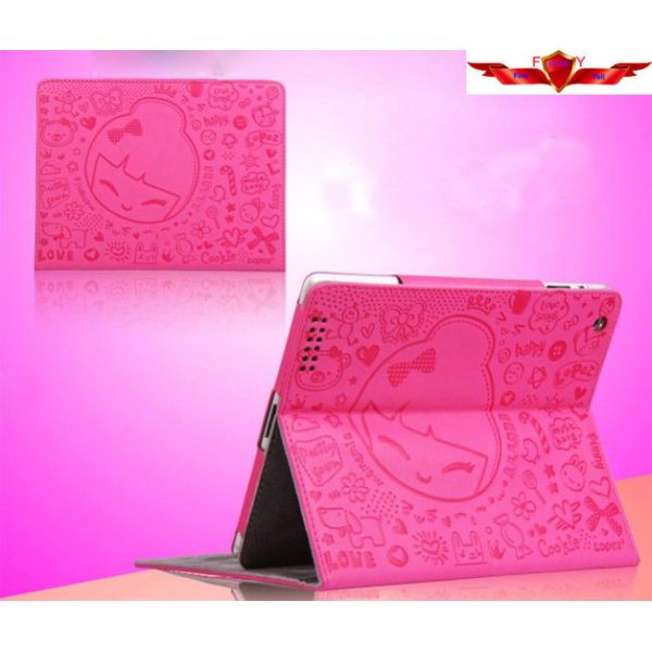 New Magic Girl Version Cartoon Ipad 2/3/4 Cases Embosed PU Smart Sleep Multi