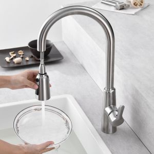 Retractable 360 Degree Rotation Faucets SUS304 Single Hole Pull Down Kitchen