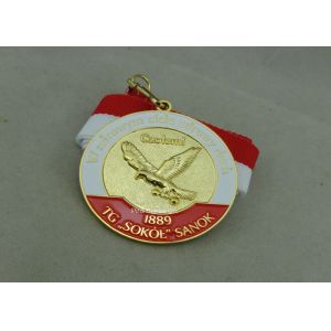 Die Casting Soft Enamel Medal , Marathon Running Medal With Printing Ribbon