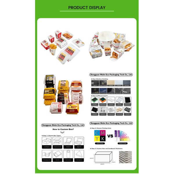 Biodegradable Burger Hamburger French Fries Boxes Package Customized Shape