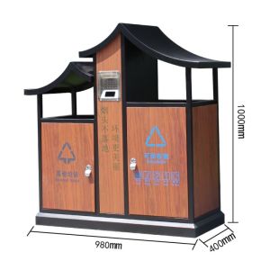 China Stainless Steel Antique Eaves Garbage Bin Ancient Town Retro Waste Bin For Outdoor on sale