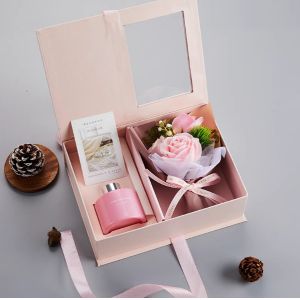 China Luxury Scented Gift Box Premium Home Fragrance Rose Bouquet Set Flip Top Window Design on sale