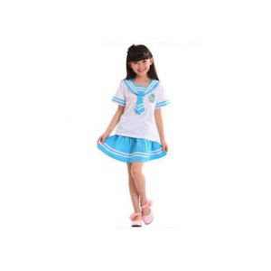 Lapel Collar School Student Uniform Blue Stitching White Highlighting Innocence