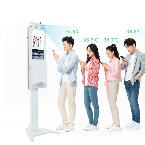 Quality Floor Standing Temperature Scanner Kiosk Sensor With Hand Sanitizer Dispenser wholesale