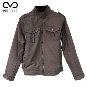 China Quited Lining Mens Brown Padded Jacket Two Convenient Side Pockets on sale