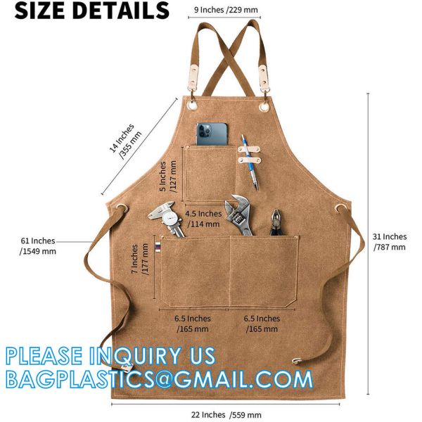 Quality Gardening Work Garden Tools Storage Aprons Waterdrop Resistant Cotton Canvas Cross Back Adjustable Apron wholesale