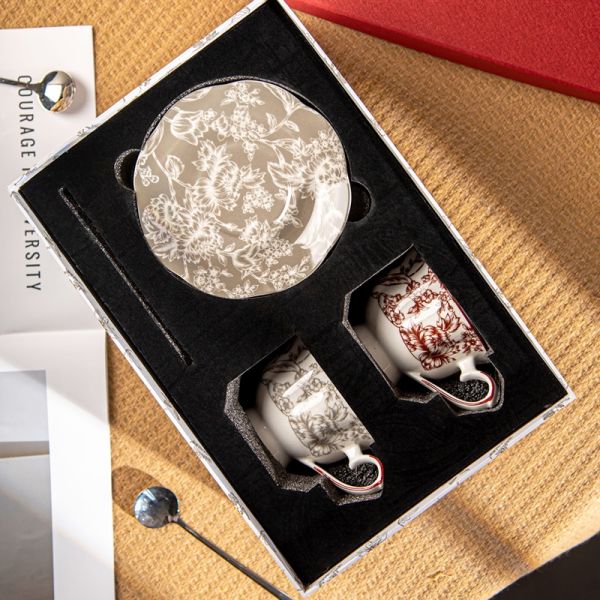 Ceramic Type Porcelain 2024 Year Cup 200ml Chinese Year Mug Gift Coffee Cup And Saucer