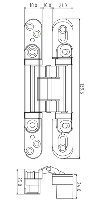 Chrome Painted / Gold Painted 3D Adjustable Concealed Hinge 135x18x21 mm