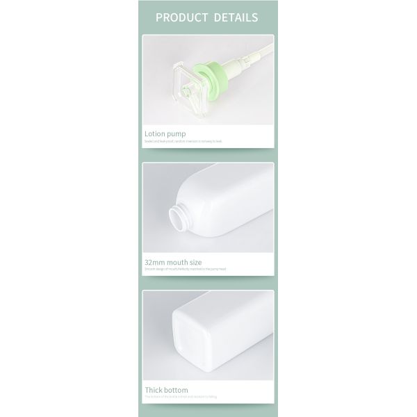 Refillable Custom 300ml 500ml 700ml Green Hair Extension Plastic Body Wash Lotion Shower Gel Bottle