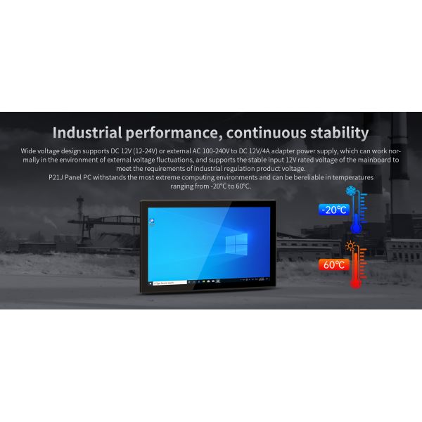 P21J 21.5 Inch Rugged Fanless Server Touch Screen Panel PC with Win10/11 and IP65 Rating