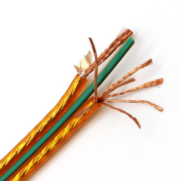 Quality 2*2.5 Pearl Gold Shielded Audio Cable , Ofc Speaker Cable With Green Bar Speaker Cable wholesale