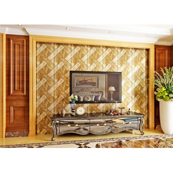 Luxurious Modern Style Wallpaper with Removable Gold Foil Material , Geometric