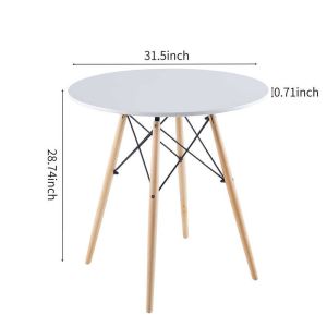 White MDF Round Simple Dining Room Table Dia31.5In H28.74In