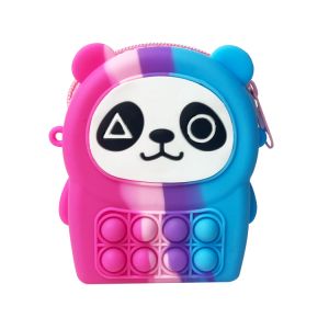Panda Shaped Silicone Rainbow Pop It Zipper Bag MHC New Toy