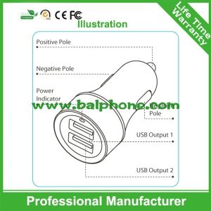 Mini and Stylish USB Car Charger 2.1A for Truck and Car 12-24V Up to 12 Color