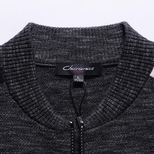 Custom Thick Knit Men's Cardigan Wool Sweater With Round Collar Full Sleeves