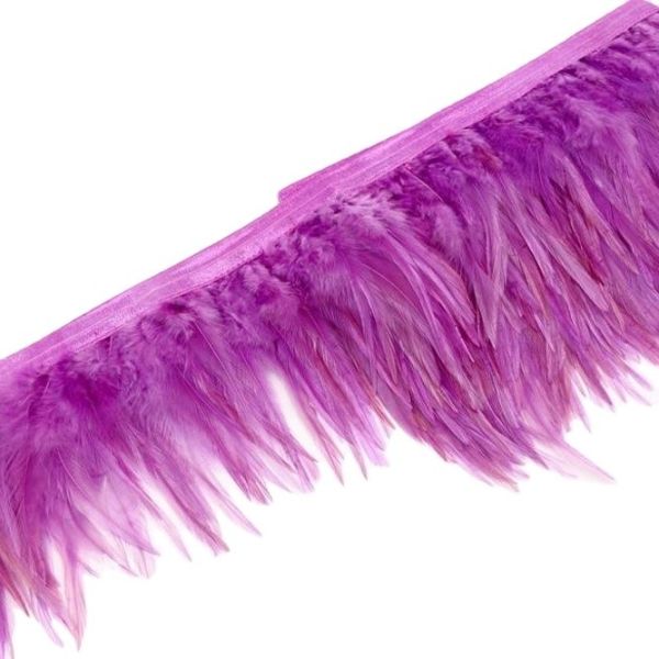 4-6inch Party Decoration Stretch Saddle Hackle Feather Fringe Trim with Satin