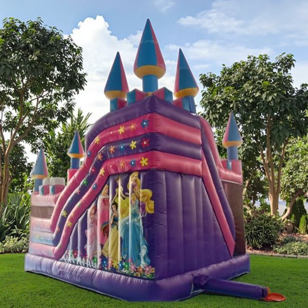 Commercial Pink and Purple Bounce House Inflatable Trampoline with Dry Slide Inflatable Princess Bouncy Castle for Kids