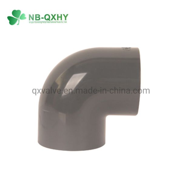 Quality DIN Pn16 Plastic PVC Fittings Pipe Connector 90 Deg Socket Elbow with Round Head Code wholesale