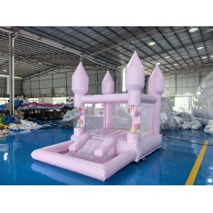 Commercial White Inflatable Castle With Ball Pit Water Slide For Entertainment