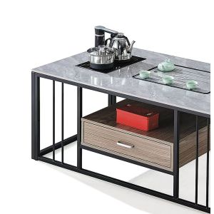 Modern Rectangular Stone With Metal Frame Heat Resisting Kettle Office Furniture