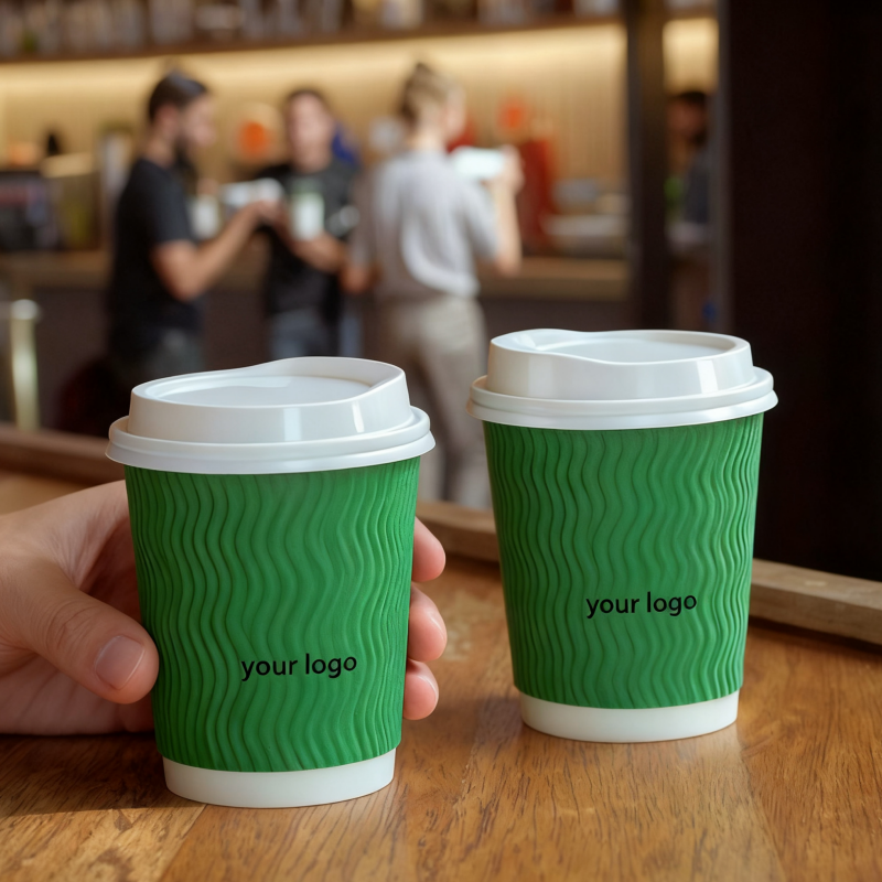 Eco-friendly disposable paper cup with lid customized printing logo