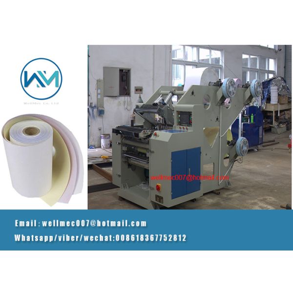 Quality 3ply/three roll Carbonless Paper NCR Roll Slitting Machine Manufacturer in China wholesale