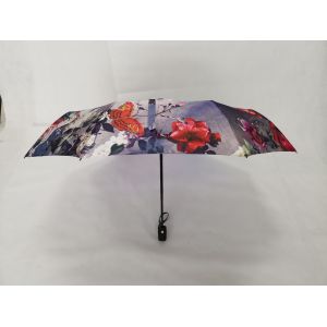Convenient Auto Open Close Umbrella , Folding Golf Umbrella With Flower Design