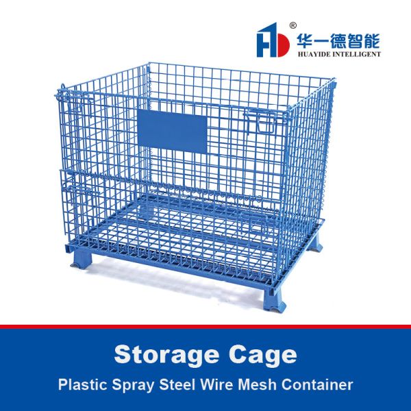 Plastic Spray Steel Wire Mesh Container Foldable Storage Cage Wire Container