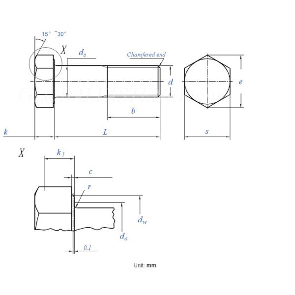 DIN 960 Hexagon Head Bolts With Fine Pitch Thread Alloy Steel