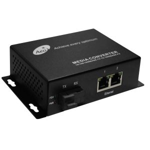 Ethernet Media Converter Single Mode Fiber To RJ45 with 1 Fiber and 2 Ethernet