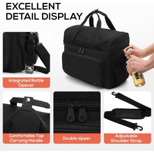 Extra Large Insulated Black Picnic Camping Beach Work Custom Travel Cooler Bag
