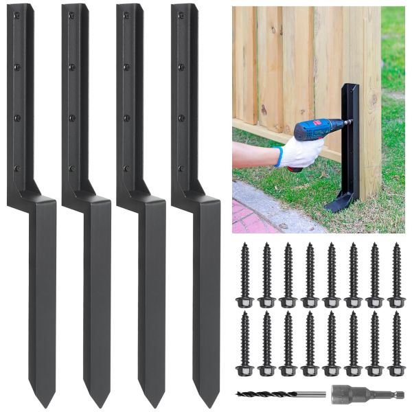 Strong Iron Fence Post Repair Stakes Ground Spike for Fixing Tilted/Broken Fence