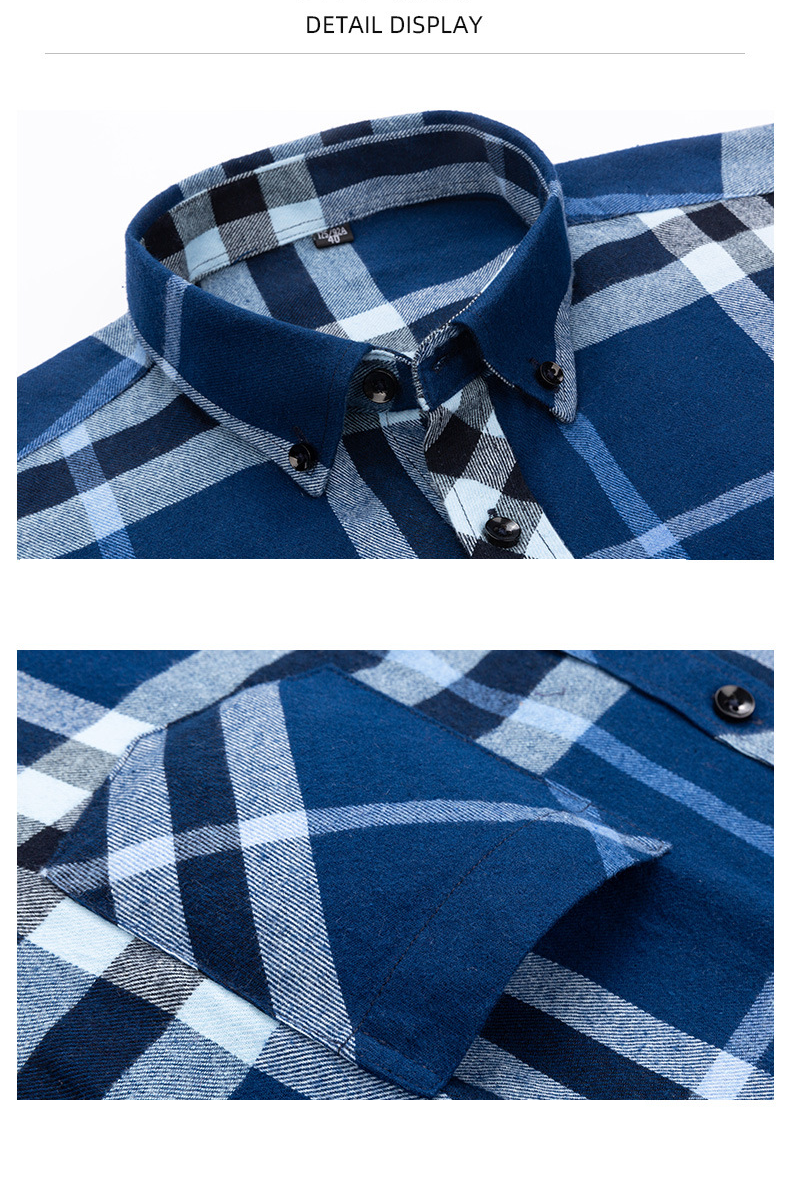 LCBZ Man Fabric Shirt Flannel Long Sleeve Custom Design Shirts for Men Casual Style