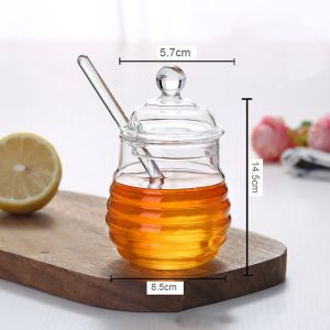 Borosilicate Glass Honey Jar With Dripper Heat Resistant Eco Friendly